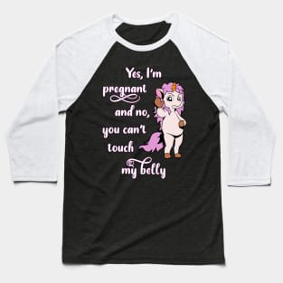 Unicorn with Stop Hand - Yes I'm Pregnant Baseball T-Shirt